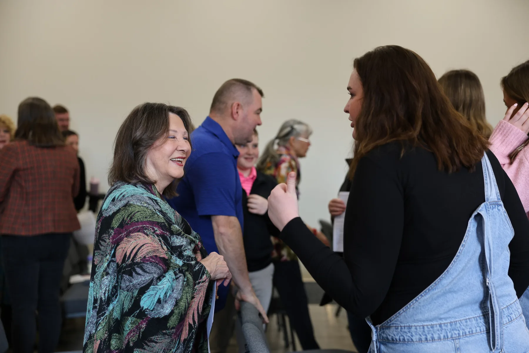 Church members talking together after the service