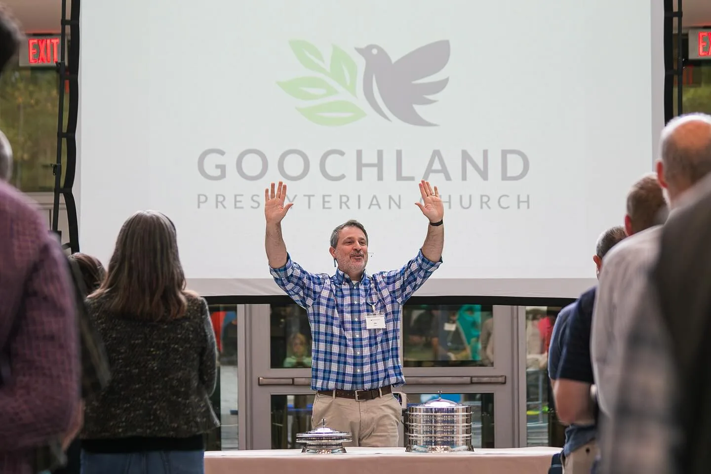 Worshippers singing together on a Sunday morning at Goochland Presbyterian Church